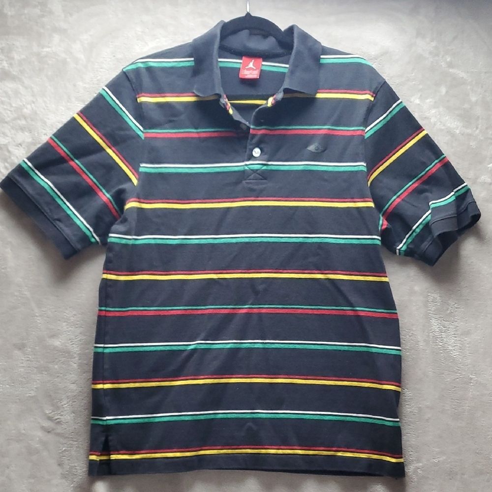 NIKE | LARGE MEN VTG Y2K CLASSIC RELAXED POLO | BLACK RED YELLOW GREEN